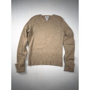 Ann Taylor Loft Sweater Womens S Tan Merino Wool Cashmere Blend Crewneck Knit